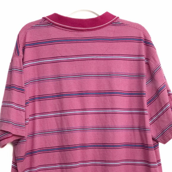 Saddlebred Striped Polo Shirt Short Sleeve Button Collar Pocket Mens Size XXL Pi - Picture 8 of 8